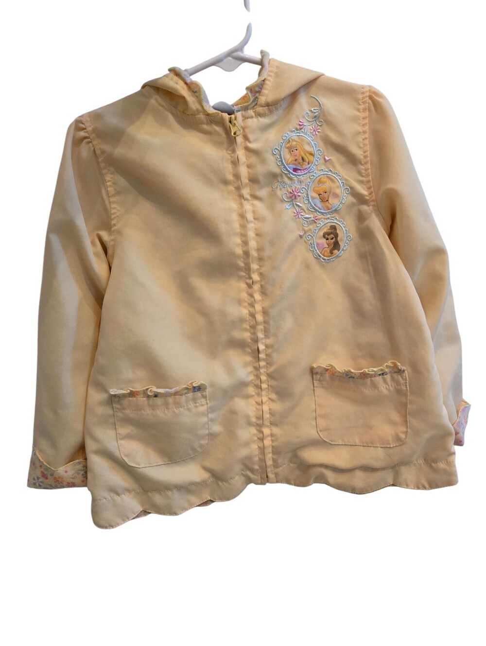 Vintage Y2k Disney Princess Pale Pastel Yellow Zipup Hooded Jacket